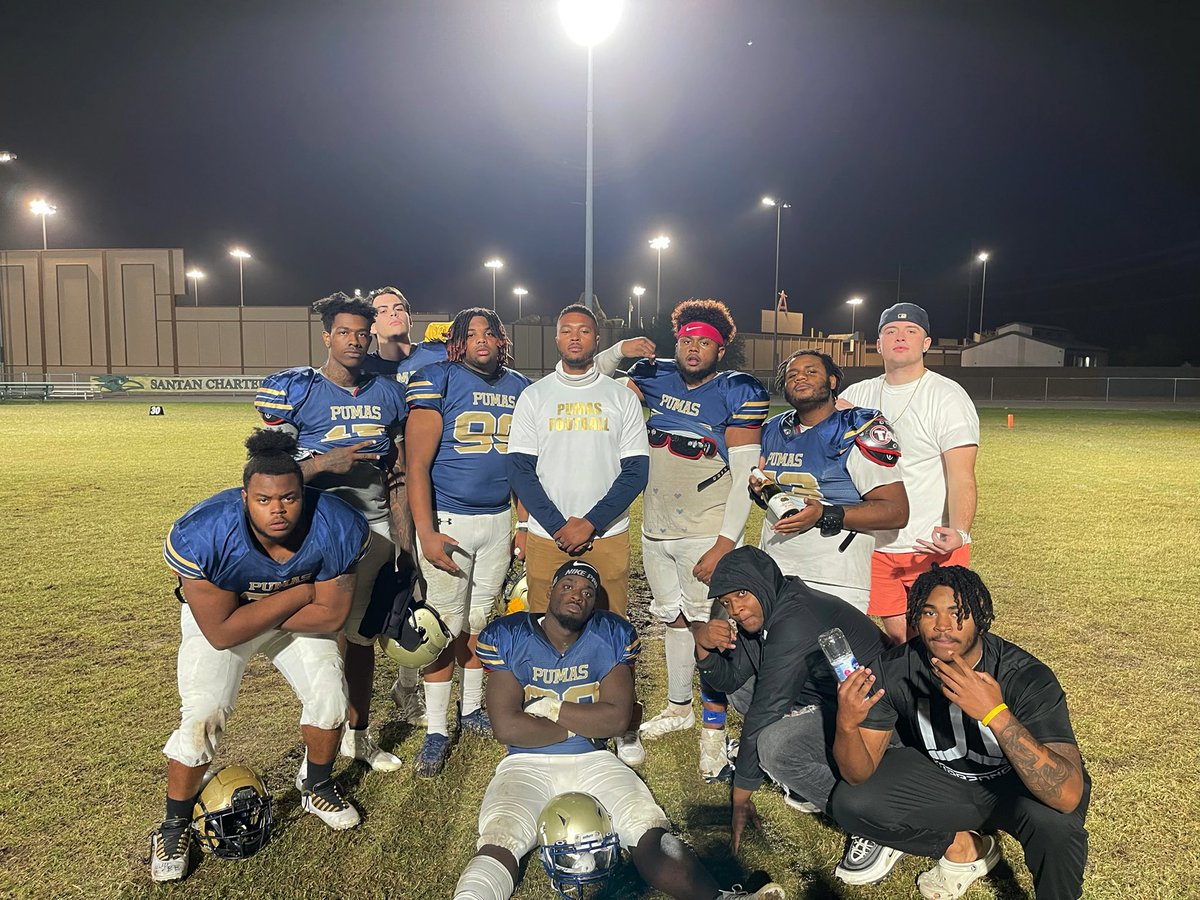 AntonioHillJr's tweet photo. @PapagoPumas 2021 @HJCAC Conference Champions
HC: @CoachBpayne28
DC: @CoachBStro
#1 Defensive Line
Inches Won In The Trenches 😈
TOT: 120.5
TFLs: 41.5
Sacks: 32.5
FF: 4
FR: 2
TDs: 3
#PumaNation
#DOG
#BITE
#AllGasNoBrakes https://t.co/ONOlPVJ1iE