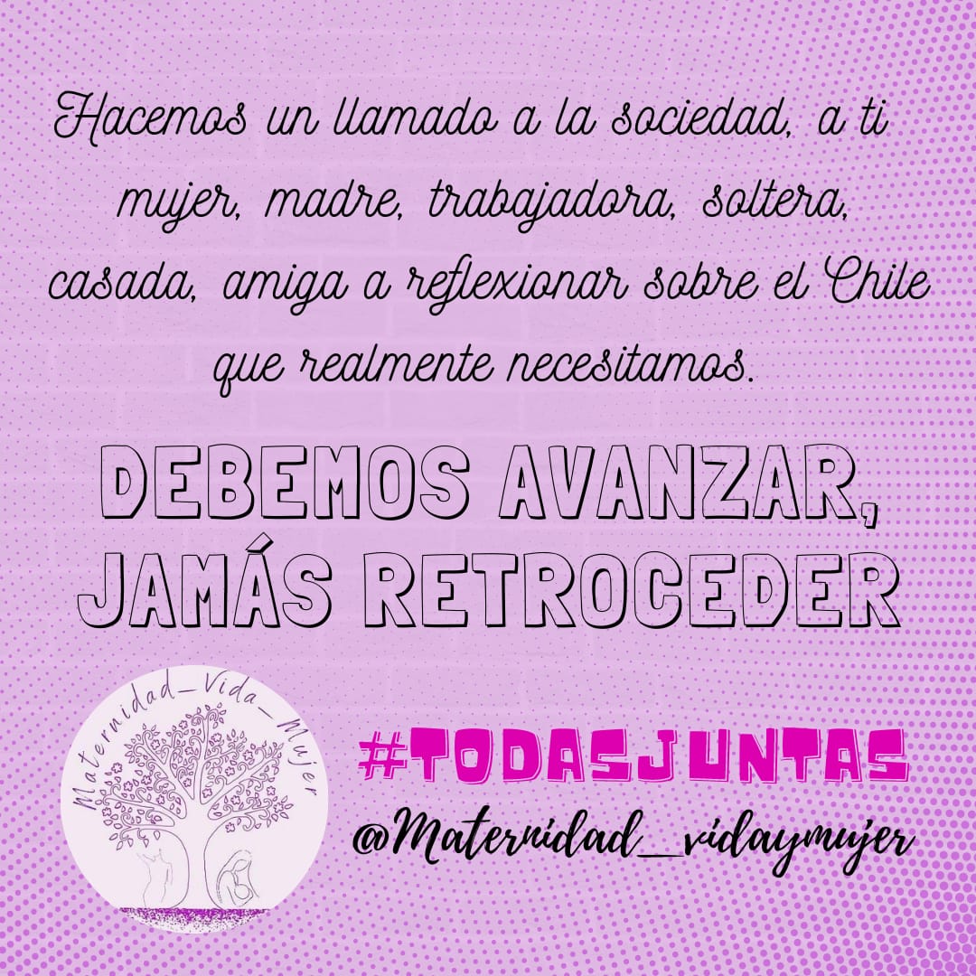 MaterVidaMujer's tweet photo. Las madres de Chile estamos en alerta!!!

Hoy debemos fortalecer y aunar fuerzas por el resguardo de los derechos que hemos ganado a los largo de la historia y luchar por las que vienen.

@MaterVidaMujer

#Alerta 

#AlertaMadresTrabajadoras 

#TODASJUNTAS 💜✊ https://t.co/4tCDCy6mX0