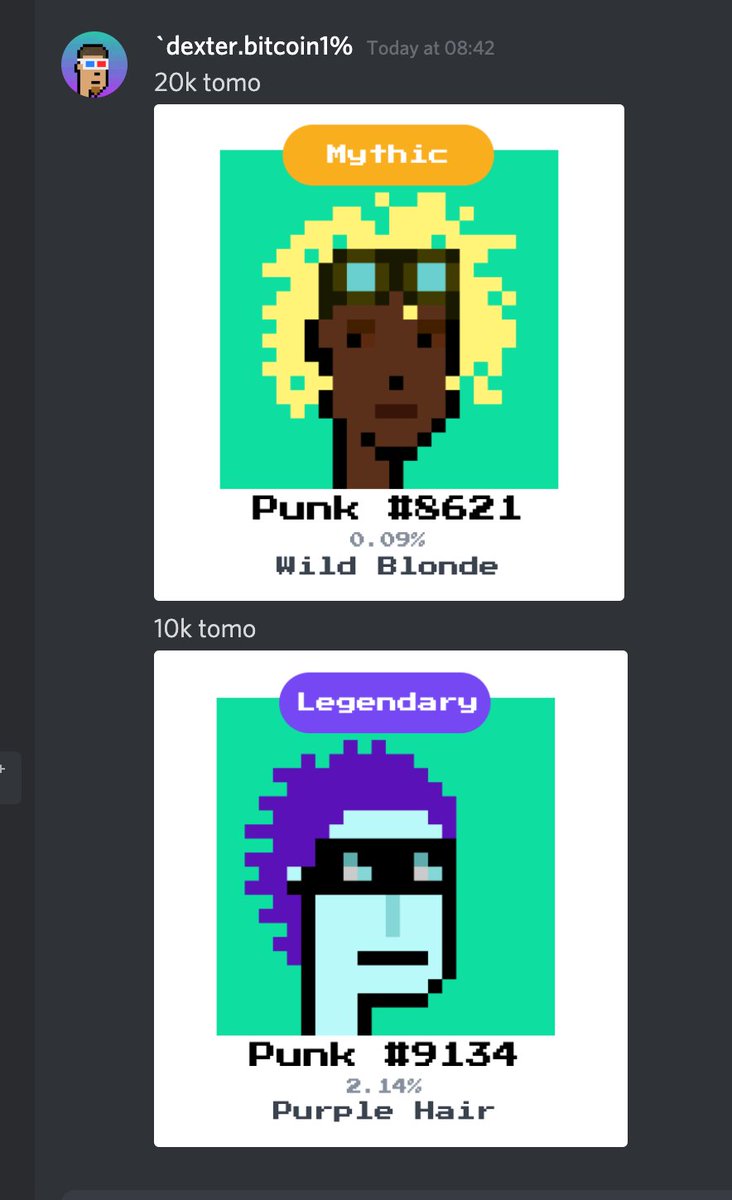DoctorBitcorn's tweet photo. @jitendr31105132 i think there are about 500 Legendary & only 50 Mythics so u do the math #TomoPunks @tomo_punks https://t.co/hjfqpbY3Bl