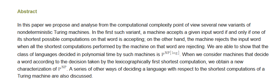 Axioms_MDPI's tweet image. Latest #Article by Florin Manea.
"On Turing Machines Deciding According to the Shortest Computations". mdpi.com/2075-1680/10/4…
More related papers are available at: mdpi.com/journal/axioms…
#computational_complexity #Turing_machine