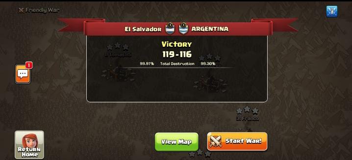 Se consiguió,luego de un año de haber comenzado este proyecto, SOMOSSS CAMPEONES 🔥🔥 DE <a href="/LLP_COC1/">Liga Latina De Países</a> 
Ops todos. Hoy solo pude aportar 5/7. 

Gracias a todos los que creyeron en mi para llevar esta selección, esto es para ustedes ❤GO ESA ❤