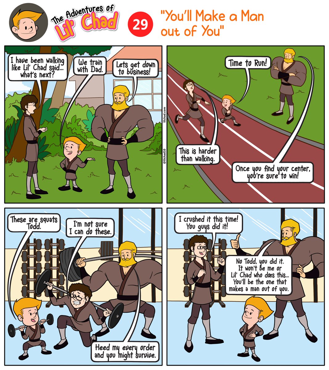 LilChad10's tweet image. Todd learns a lesson from Mulan...only you can make a man out of you.

Please follow us and share our comics.  We want to keep getting bigger and we appreciate all your help making Lil' Chad a success.