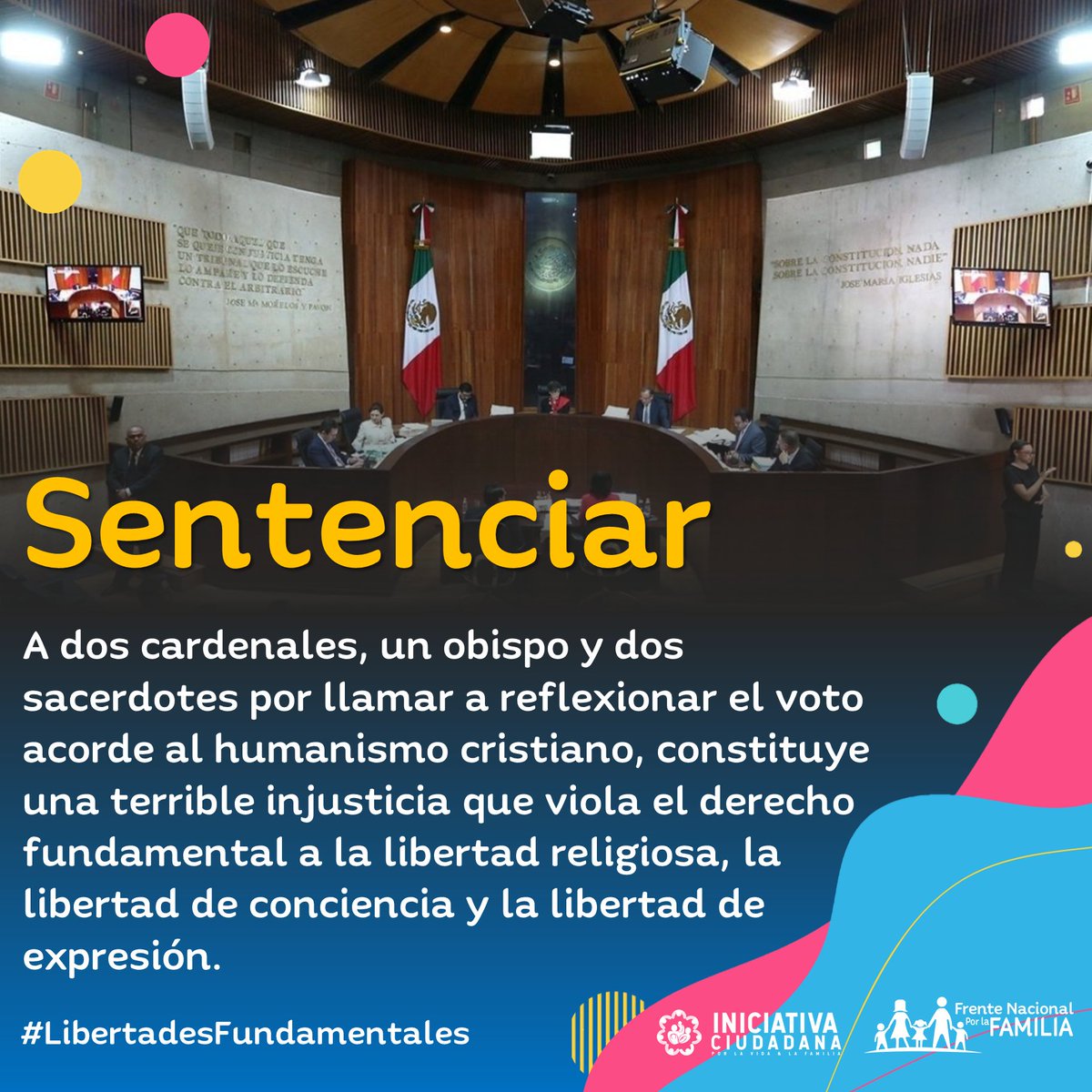 Sentenciar a obispos y sacerdotes por llamar a reflexionar el voto acorde al humanismo cristiano, es una terrible injusticia que viola el derecho fundamental a la libertad religiosa, la libertad de conciencia y la libertad de expresión. #LibertadesFundamentales 
<a href="/TEPJF_informa/">Tribunal Electoral del PJF</a>