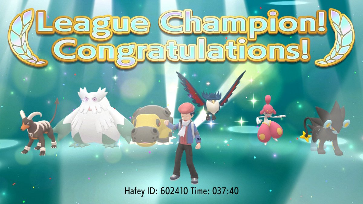 TheHafeinator's tweet photo. Weirdest team I've ever used #PokemonBrilliantDiamond #NintendoSwitch https://t.co/2Odnp9eaOE