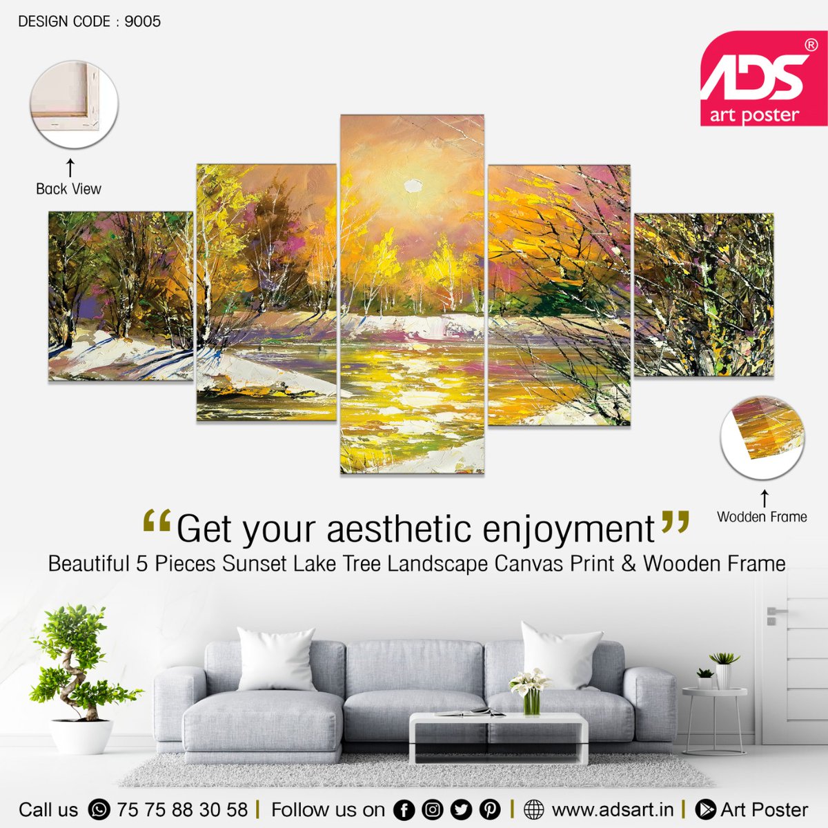 adsartposter's tweet photo. Get your aesthetic enjoyment !! 🤩

Beautiful 5 Pieces Sunset Lake Tree Landscape Canvas Print &amp; Wooden Frame by ADS Art Posters Rajkot

#sunsetpainting #sunset #art #painting #sunsets #acrylicpainting #sunsetphotography #artist #landscapepainting #oilpainting #acrylicpainting https://t.co/XXLZeXA6lU