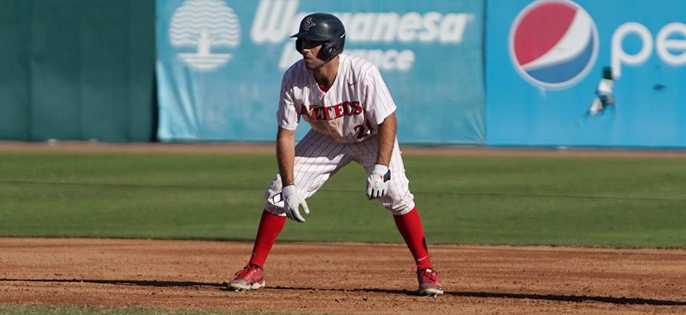 This guy is going to be a big time part of <a href="/AztecBaseball/">San Diego State Baseball</a>  in 2022 as they rebuild from 2021's exodus. Brian Leonhardt started seven games on the mound &amp; also hit .305 w/ 47 RBI last spring. He played first base today and contributed a hit and a walk batting cleanup.