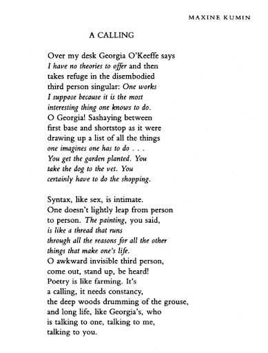 Syntax, like sex, is intimate.

- Maxine Kumin for yr midnight ekphrasis