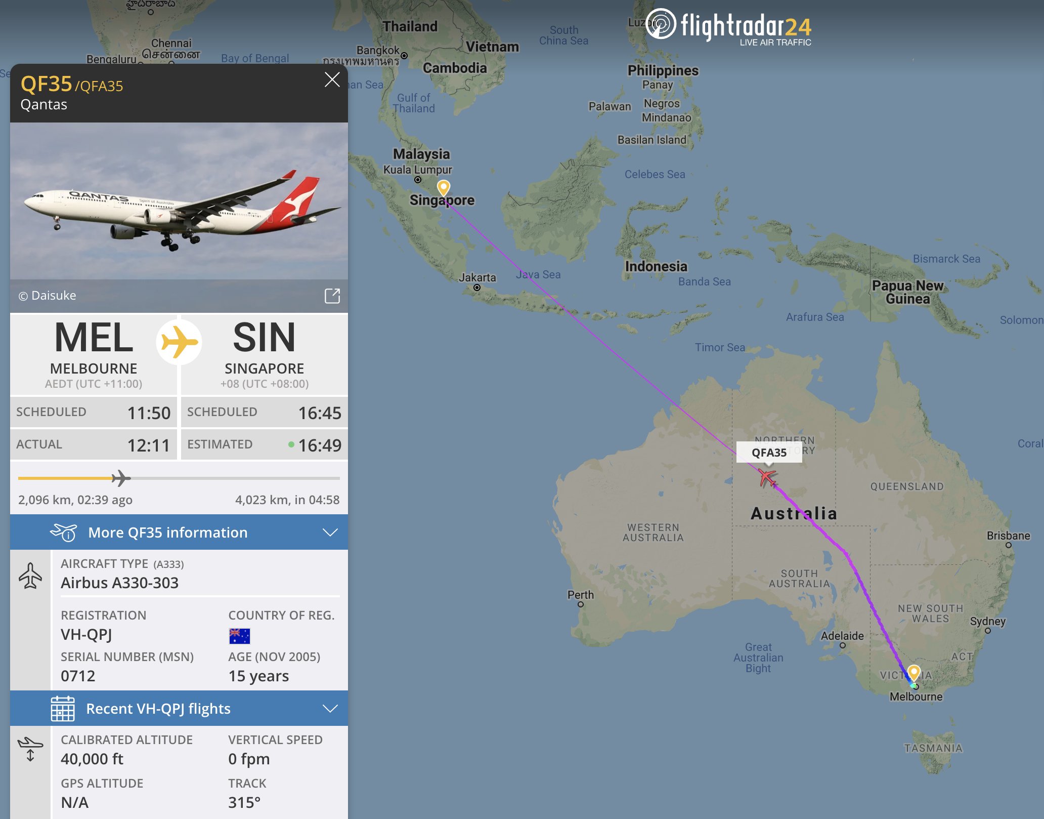 Flightradar24 On Twitter: "The First International @Qantas Flight From Melbourne In Over 20 Months Is Now En Route To @Changiairport. Https://T.co/Mt0Kvoynz9 Qantas Also Announcing Today That It Will Begin Serving Delhi From