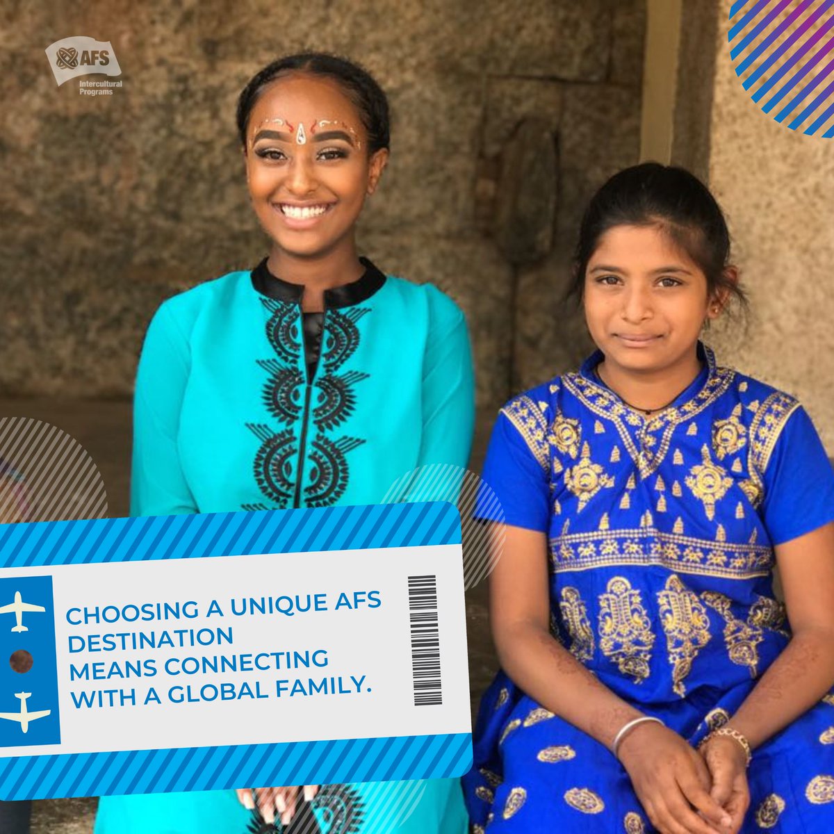 IndiaAFS's tweet photo. Choosing a unique AFS destination means connecting with a global family!
With more than 60 countries to choose from, earn yourself the title of an Exchange Student and become a global citizen.
Visit https://t.co/DtcUPjlqAO
#AFSIndia #AFSPrograms #AFSExchanges #StudyAbroad https://t.co/XEGHzBcQpI