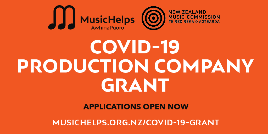 Applications are open for the MusicHelps &amp; Music Commission COVID-19 Delta Music Production Business Support Grants to support live music event production businesses to remain viable and retain staff. More info is at: nzmusic.org.nz or musichelps.org.nz