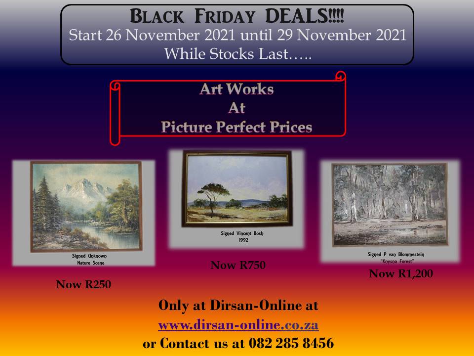 Don't miss out On this Incredible Black Friday Deals not to be Repeated Again from 26 November 2021 until 29 November 2021 For more info contact 082 285 8456