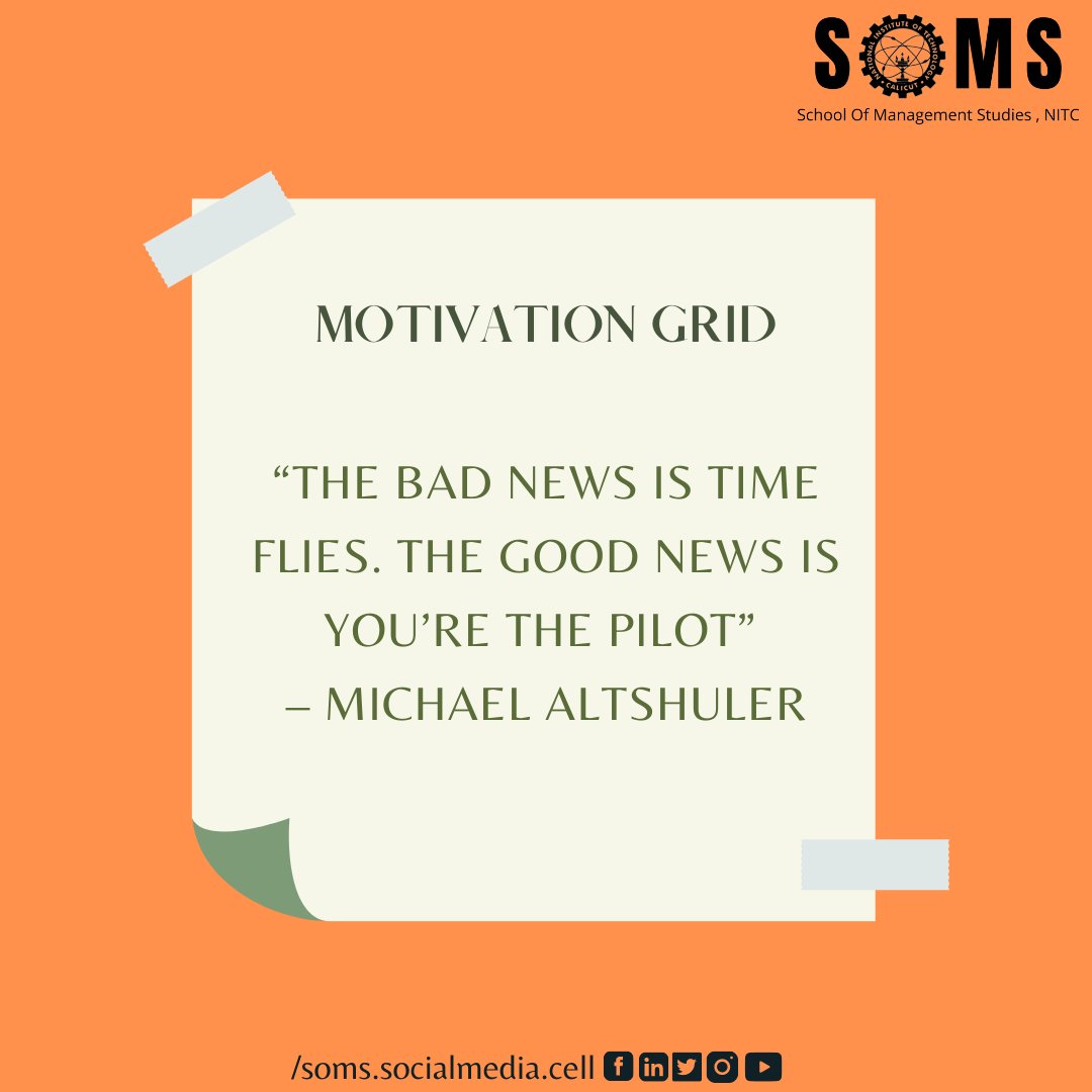 Somsnitcalicut's tweet photo. Are we just stuck holding a grudge against 1 day in every 7? Or is there something we can do to take the morose out of Mondays? Get motivated on every Monday with #motivationgrid !
#beatingblues #soms #nit #grow #evolve #motivation #campus #trending #mba https://t.co/CikIZEFrh3