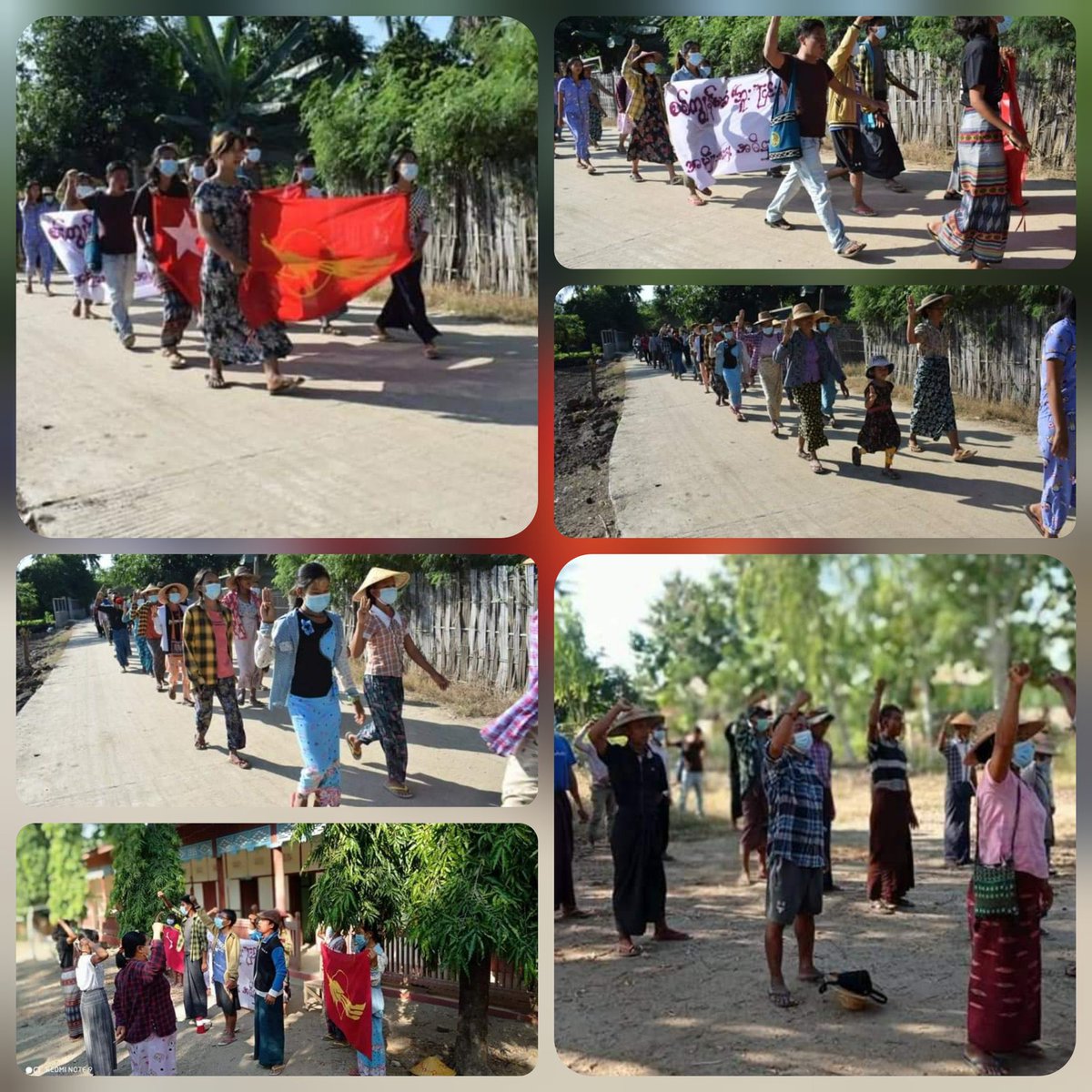 Joint forces of pro-democracy villagers of several villages from northern Salingyi township and eastern Yinmarbin township staged a strike against military dictatorship.   #Nov22Coup #WhatsHappeningInMyanmar