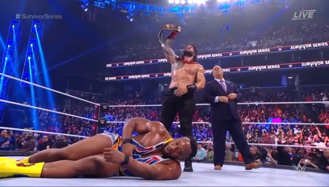 elite_bros's tweet photo. ROMAN REIGNS DERROTA A BIG E

EL CAMPEÓN UNIVERSAL REINA ALTO SOBRE EL CAMPEÓN DE WWE.

#WWE #SurvivorSeries https://t.co/f5lifrBrT8