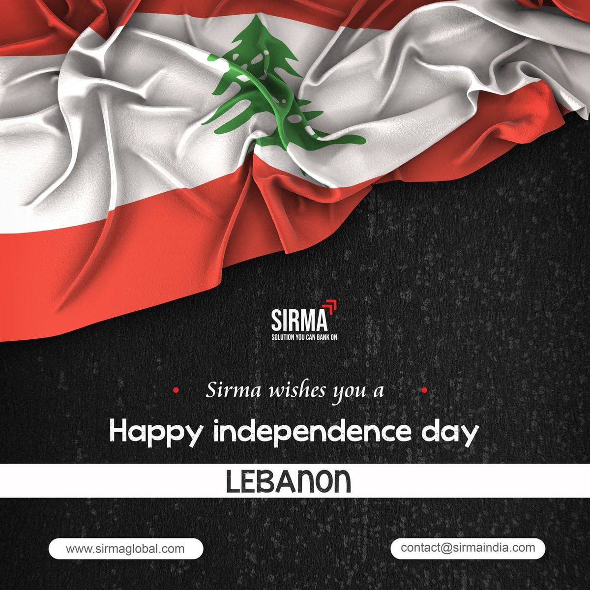 SirmaLtd's tweet photo. On this Auspicious Occasion, Sirma Business Consulting Wishes the People of Lebanon A Happy Independence Day!!

https://t.co/nNa7waNJ5B

#lebanon #lebanese #independenceday2021 #independenceday #sirmabusinessconsulting #automationsolution #bankingtechnology #financeindustry https://t.co/5ct2SEsJaC
