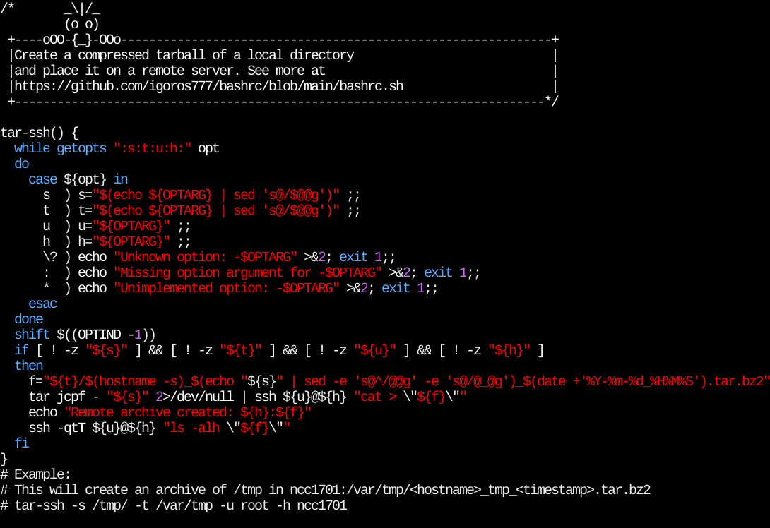 igor_os777's tweet image. Create a compressed tarball of a local folder and place it on a remote server. #Linux #bash #unixshell #unix