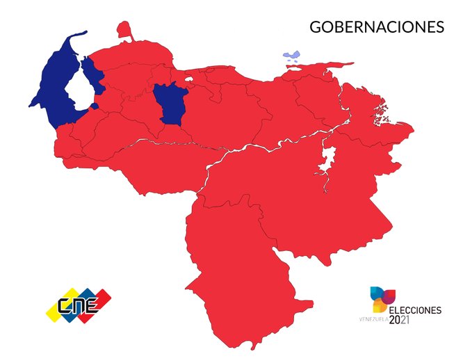 estendenciavzl's tweet photo. #Regionales2021 es tendencia porque se dieron a conocer los resultados

El CNE anunció victoria del PSUV en 20 de las 23 gobernaciones https://t.co/mLV5Dgu1Sg