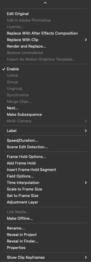 Summar_Time's tweet photo. Right clicking has its use when editing. You can change the speed and volume of your video, nest two videos together, unlink and relink your video and audio, and much more. Give them a whirl! https://t.co/lEmPXN6l0u