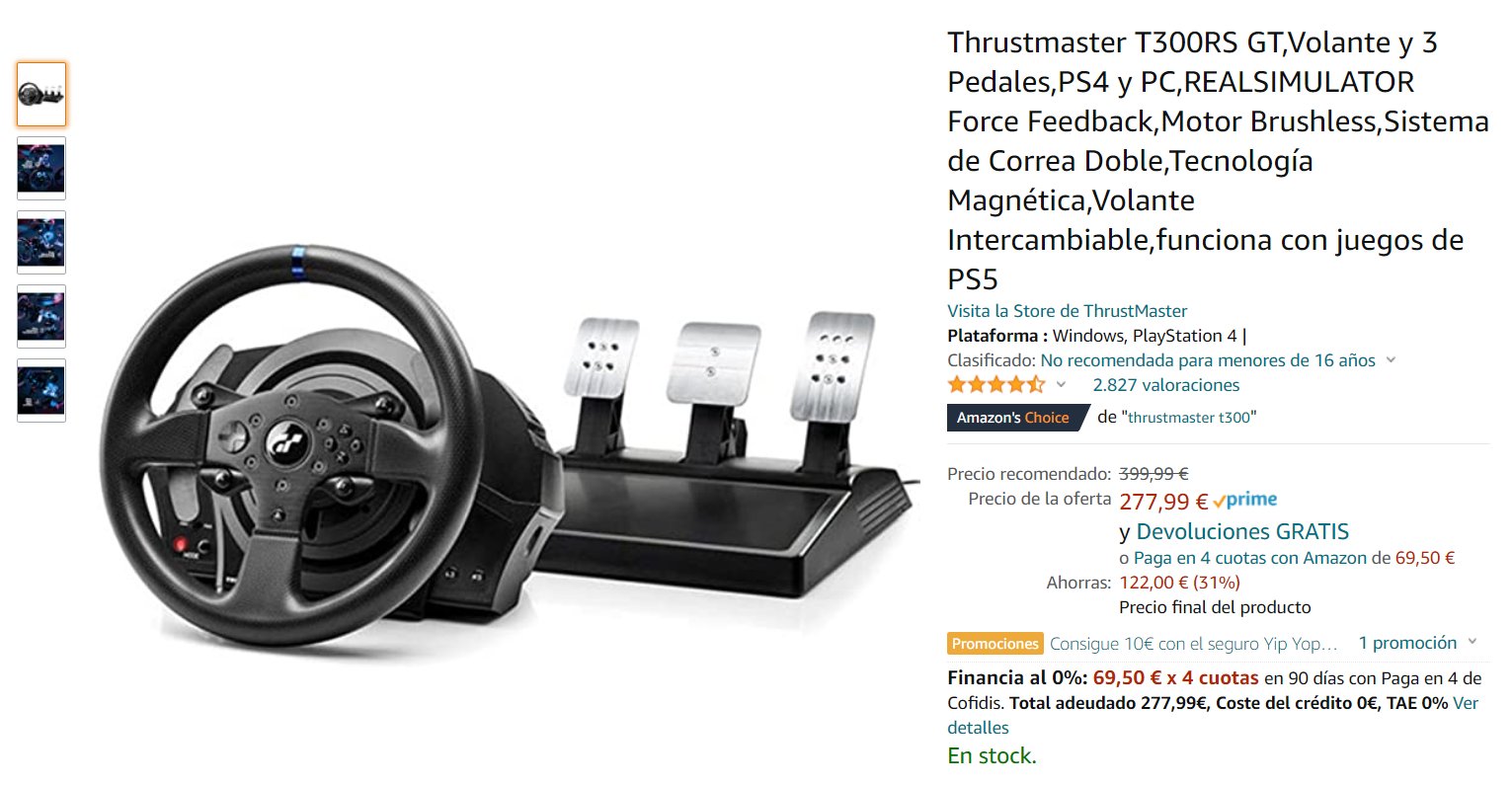 espada Definitivo Todo el tiempo Xabier Sánchez on Twitter: "Primera oferta interesante del #BlackFriday en volantes. Thrustmaster T300 GT Edition (PC/PS3/PS4/PS5) a 277,99€ en Amazon: https://t.co/QpAZJA3ZDR https://t.co/wf8Djo93ky" / Twitter espada Definitivo Todo el tiempo Xabier Sánchez on Twitter: "Primera oferta interesante del #BlackFriday en volantes. Thrustmaster T300 GT Edition (PC/PS3/PS4/PS5) a 277,99€ en Amazon: https://t.co/QpAZJA3ZDR https://t.co/wf8Djo93ky" / Twitter