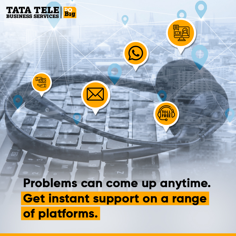 TataTeleBiz's tweet photo. Reach out to us on a platform of your choice, to enjoy prompt support.
Connect with us:
WhatsApp: 8090001515*
Live Chat: https://t.co/FyjsqWsBOK *
(Mon - Sat | 10:00 a.m. to 7:00 p.m.)
Connect with us anytime on 1800 266 1515
#AlwaysCustomerFirst #TimeToDoBig #ConnectWithUs