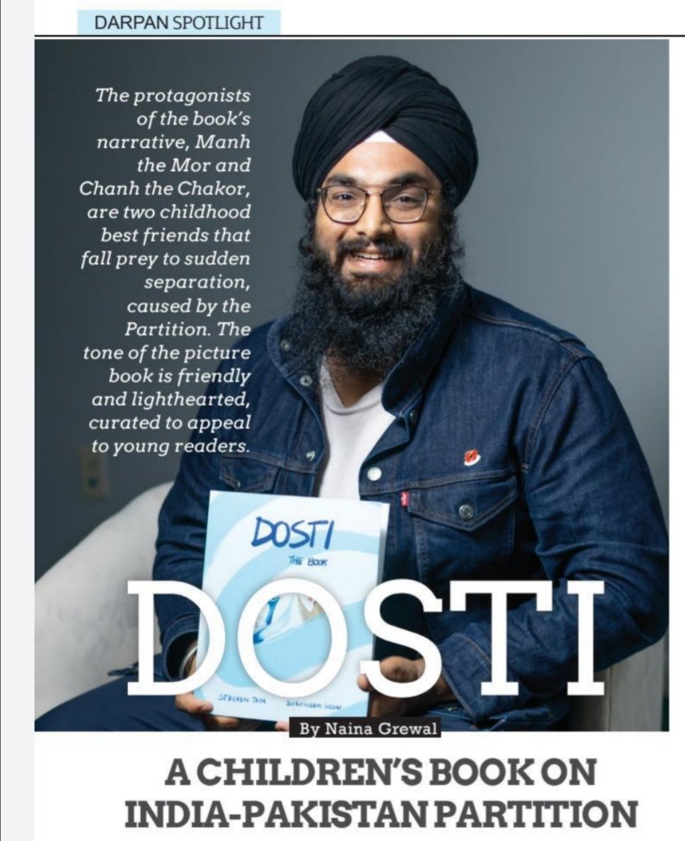 BCSikhs's tweet photo. Check out @darpanmagazine spotlight on @SteevenToor regarding his new children's book "Dosti," about the 1947 Partition. https://t.co/hHmeUg2qIz
