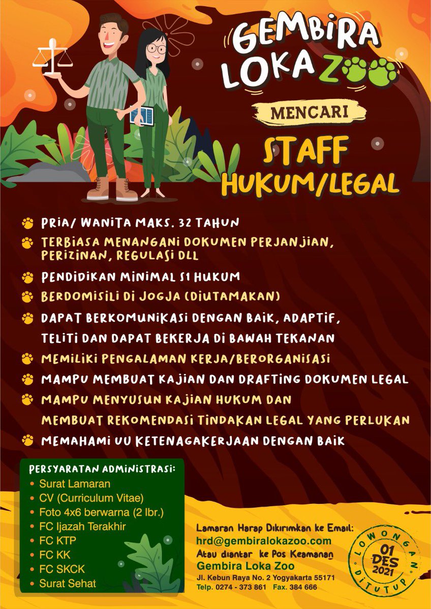 gembiraloka_zoo's tweet photo. Info Lowongan Pekerjaan
#GLZoo https://t.co/kf0URUtCl1