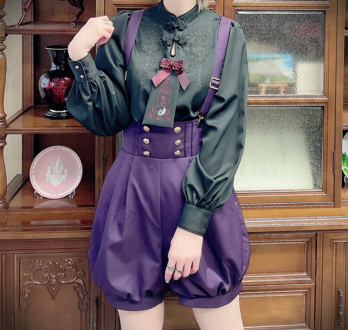 Lolitaスカート夏 黒と甘の2色のパッチワークの袖opロリータワンピース