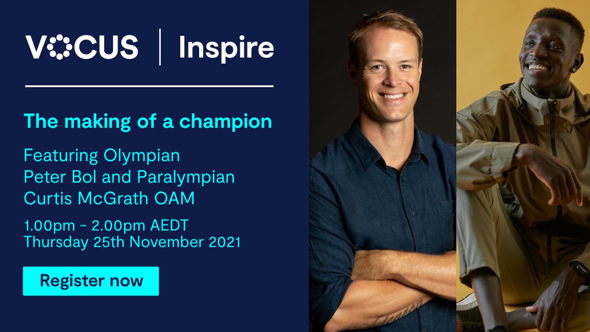 VocusComm's tweet photo. Don’t miss this week’s Vocus Inspire, featuring Olympian @pbol800, who won our hearts in the men’s Olympic 800m final, and gold medal winning para-canoeist and former Australian Army hero, @CurtMcGrath. Live on @Zoom at 1pm AEDT Thu 25 Nov. Register here: https://t.co/lX8fesTDez https://t.co/UNo1T2GsZH
