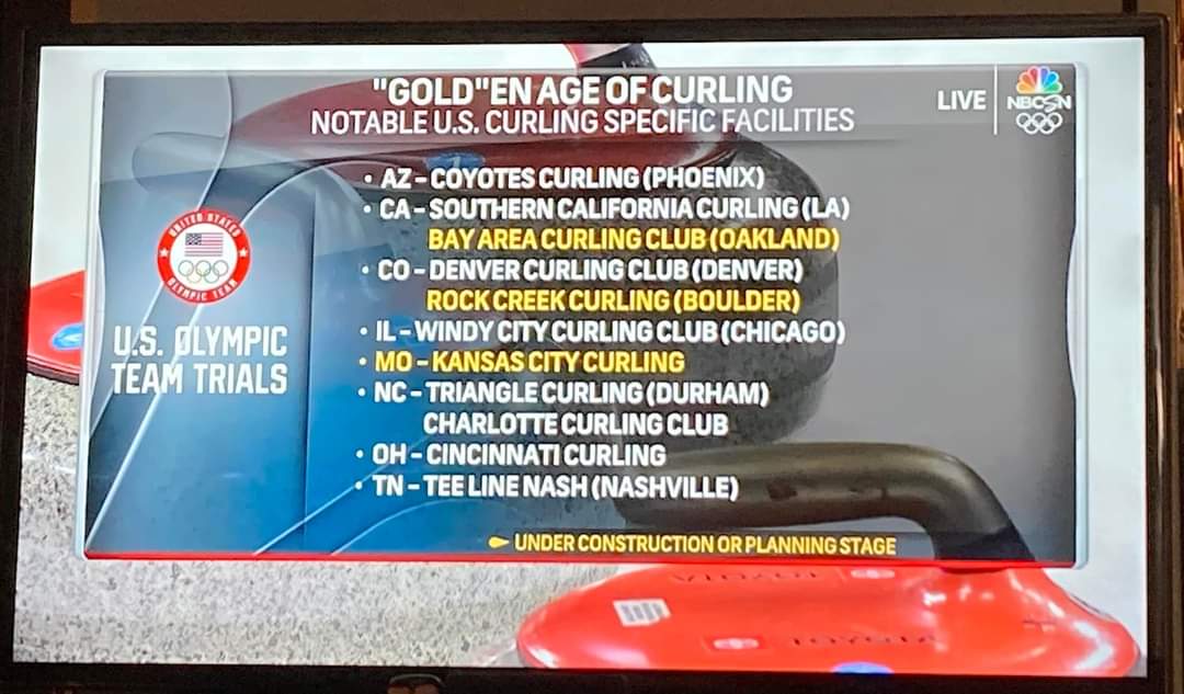 We're famous! <a href="/CoyotesCurling/">Coyotes Curling Club</a> <a href="/Curling_LA/">Southern California Curling Center</a> <a href="/bayareacurling/">SF Bay Area Curling 🥌</a> <a href="/CurlDenver/">Denver Curling</a> <a href="/Rockcreekcurl/">Rock Creek Curling</a> <a href="/WindyCity_CC/">Windy City Curling</a> <a href="/trianglecurling/">Triangle Curling (Durham, NC)</a> <a href="/CltCurling/">Charlotte Curling</a> <a href="/CincyCurling/">Cincinnati Curling</a> <a href="/TeeLineNash/">Tee Line</a>
