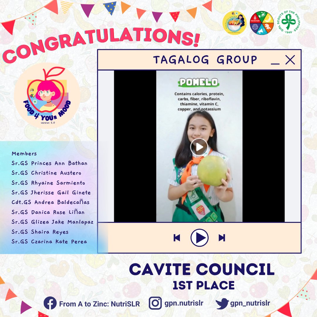 gpn_nutrislr's tweet photo. Each council has provided such helpful information and has motivated a lot of their viewers. 🥰🤗
We present to you the winners of the #BoostNutritionChallenge from the Tagalog speaking and Bicol speaking group. Job well done, Girls! 🥳 https://t.co/bGhCImcs5n