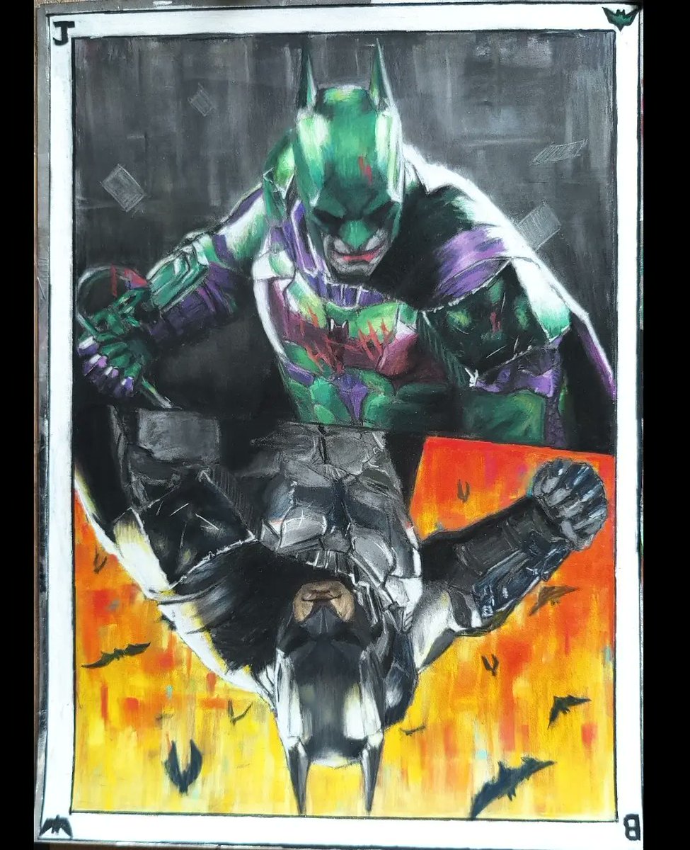 A #batman piece I did for a friend. Had a lotta fun while doing it. It's soft pastels on paper. 
#BatmanArkhamKnight #Joker #batmanvsjoker #batmanwholaughs