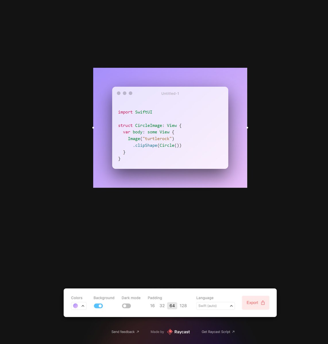 NavisCode's tweet photo. De los mejores recursos para compartir código de forma visual:

🔹codepng .app
🔹ray .so ⭐ Mi favorito 
🔹snippetshot .com
🔹carbon .now .sh
🔹polacode ⏩ Extension vscode https://t.co/Hjw1juTXON