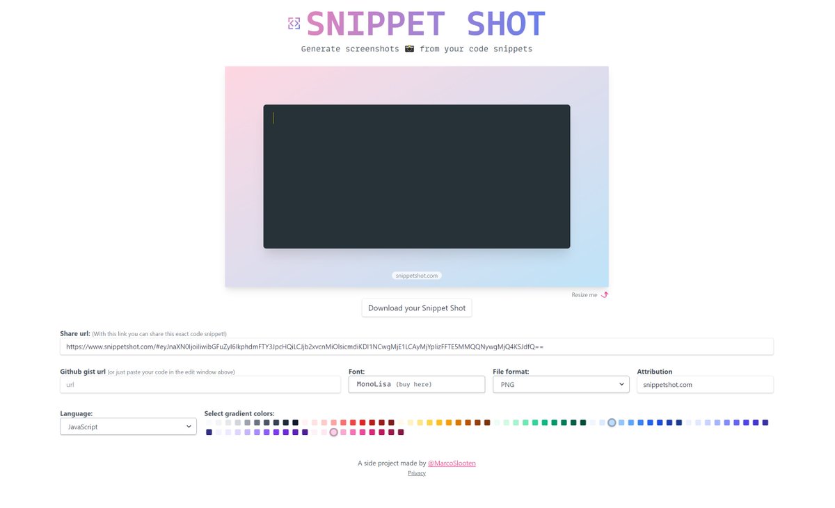 NavisCode's tweet photo. De los mejores recursos para compartir código de forma visual:

🔹codepng .app
🔹ray .so ⭐ Mi favorito 
🔹snippetshot .com
🔹carbon .now .sh
🔹polacode ⏩ Extension vscode https://t.co/Hjw1juTXON