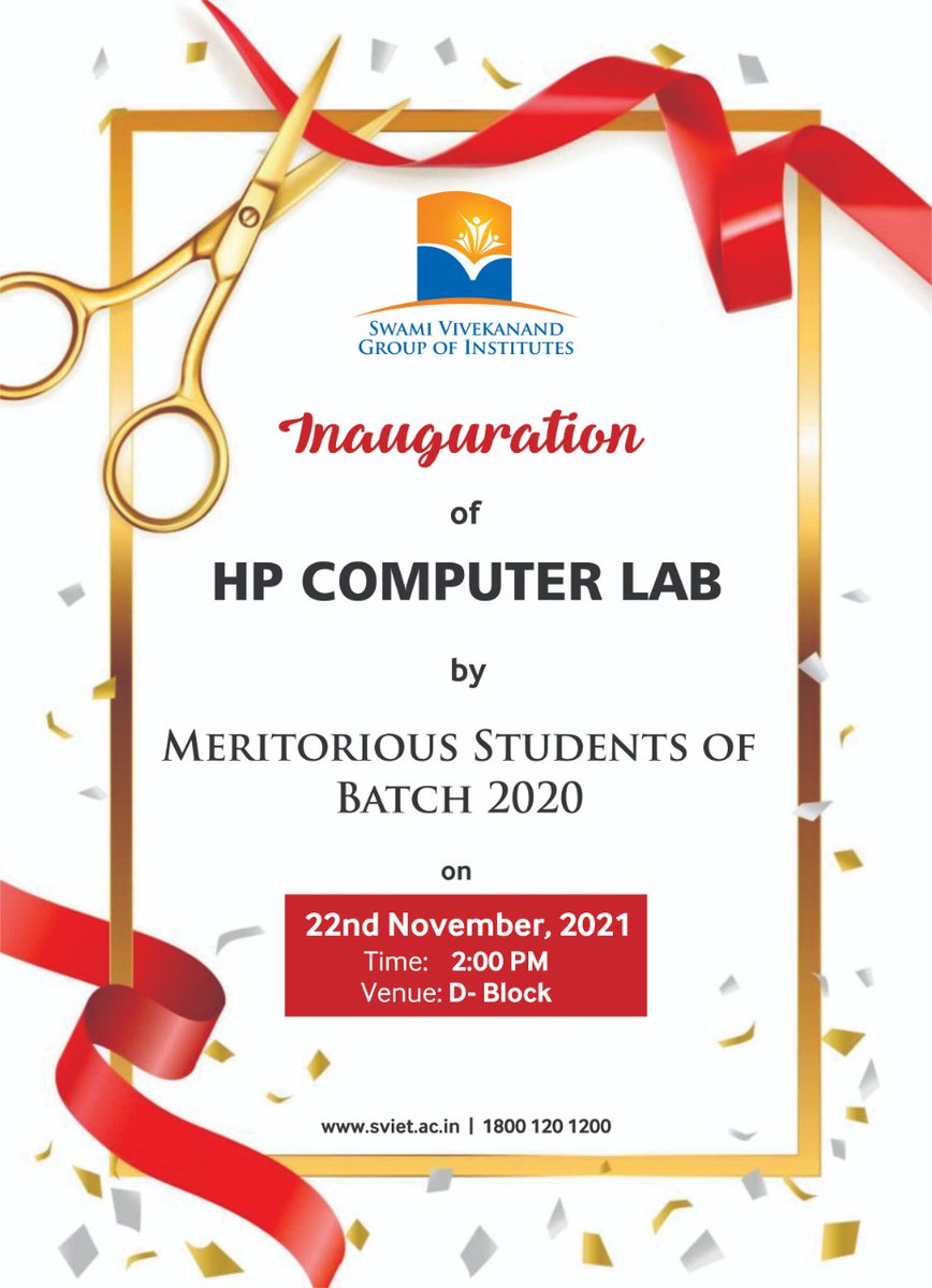 svietofficial's tweet photo. SVIET is going to introduce a HP Computer Lab, which has over 50 computer workstations made available in air conditioned laboratory. So, the department of Applied Sciences invites you all to the Inauguration of HP Lab on22-11-2021 at 2:00 PM.
#Sviet #InaugurationCeremony #hplab https://t.co/DmP11sst2a