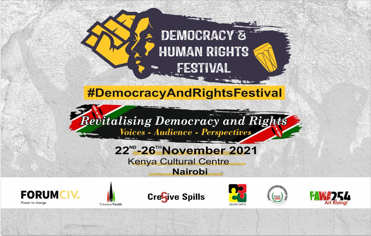 Africa Uncensored in partnership with @ForumCiv welcomes you to another exciting week-long to celebrate #DemocracyAndRightsFestival~ Revitalising Democracy and Rights. More details on the poster & keep it here!💫
#DemocracyAndRightsFestival
@TheWajibuWetu @Pawa254 @TribelessYouth