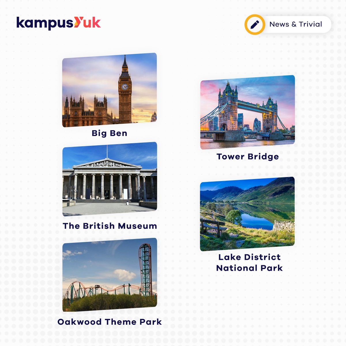 kampus_yuk's tweet photo. Belajar mulu bisa bikin kamu burn out lho, gak ada salahnya kok piknik sebentar buat nge-recharge fisik dan mental kamu. Naah buat kamu yang lagi kuliah di Inggris, kita udah siapin nih tempat - tempat yang bisa kamu datengin bareng temen - temen. https://t.co/xxPpiuG4eV