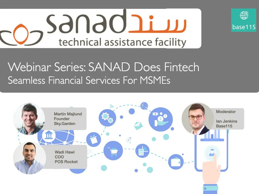NextMoneyMENA's tweet photo. Wednesday's #SANADdoesFintech webinar looks interesting, great panel of WadiHawi of @POSRocketSA and @majlund of @wwwskygarden talking about using Financial Services to empower MSME's

https://t.co/lCYCISHYmu https://t.co/KmtBwb4O8y
