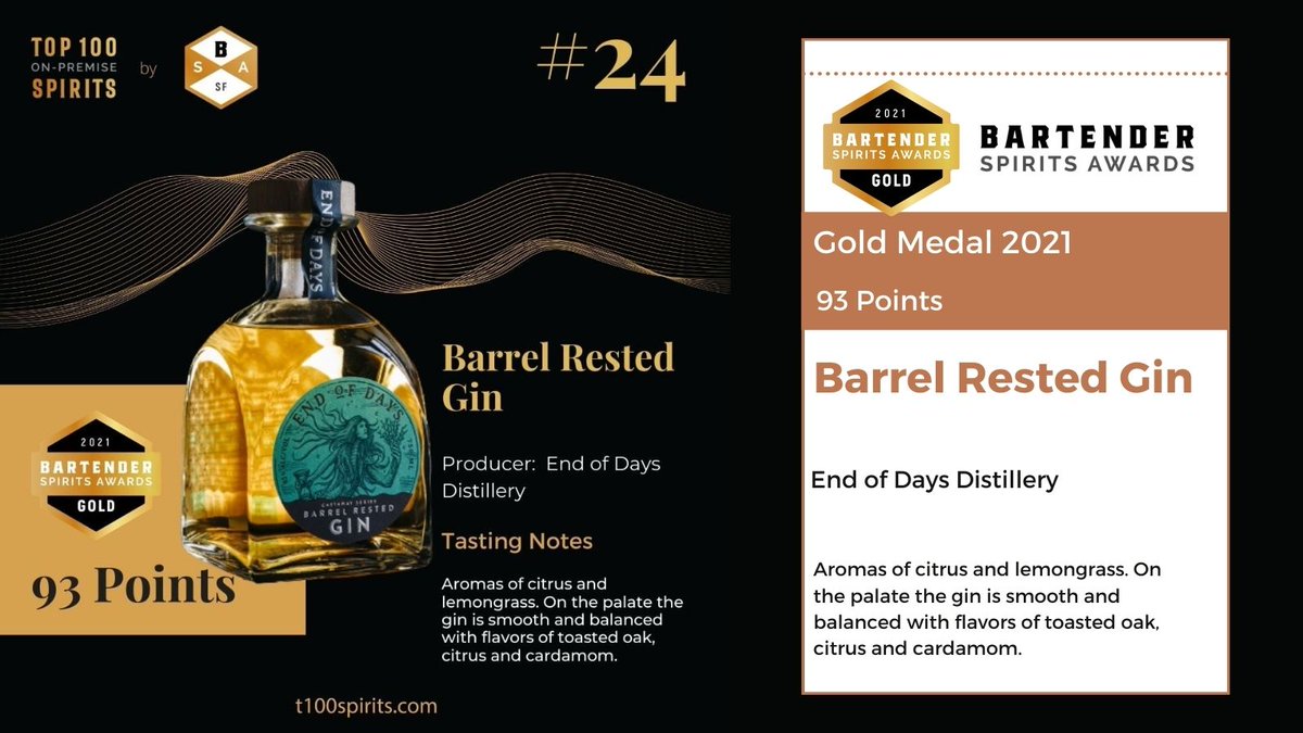 Barrel Rested Gin by #eoddistillery won a #goldmedal at the 2021 <a href="/BartenderAwards/">Bartender Spirits Awards</a> and was placed at no. 24 in the <a href="/Top100SpiritBSA/">Top 100 On Premise Spirits</a> list!⠀⠀

Congratulations to the entire team on this victory!

#cocktails #gin #drinks #vodka #cocktail #bar