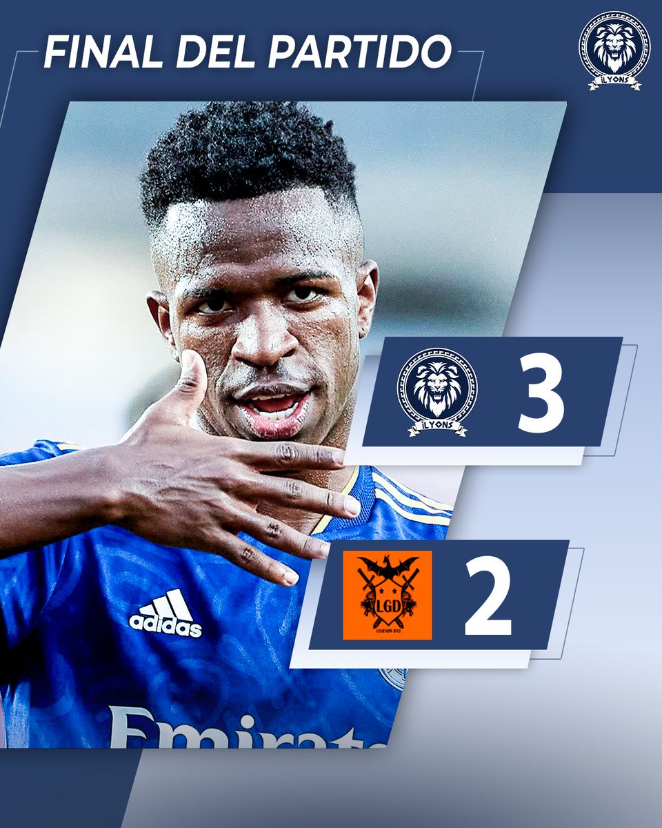 iLyonSss's tweet photo. 🔥 𝙍𝙀𝙎𝙐𝙇𝙏𝘼𝘿𝙊 𝙁𝙄𝙉𝘼𝙇 🔥

⏱ ¡FINAL DEL PARTIDO! 

#iLyons 🦁

#ProClubs | #Xbox | #eSports | #FIFA22 | @LigaVirtualPro_ https://t.co/kP7G41E4dk