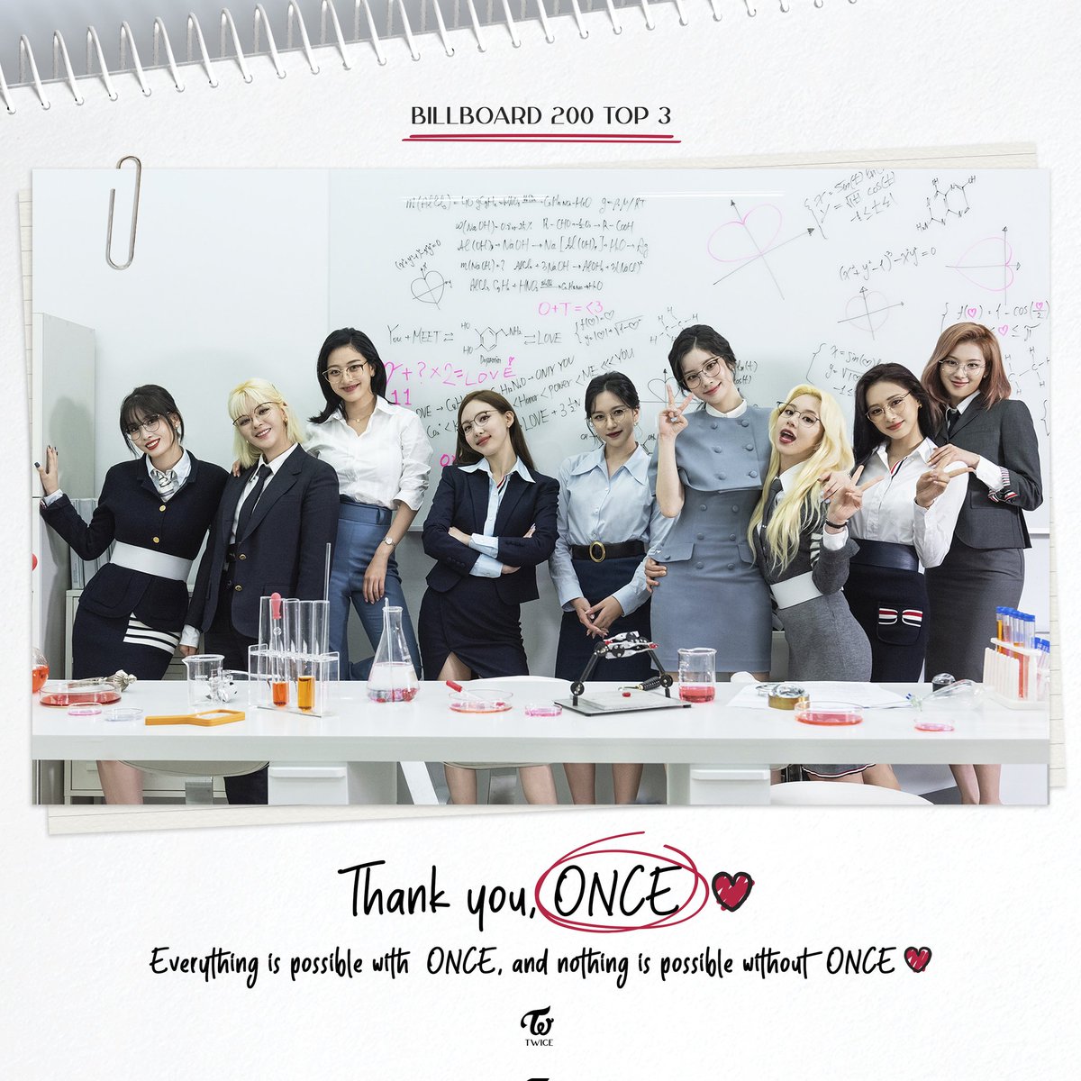 JYPETWICE's tweet photo. 빌보드 200 #3👏
원스❤ 꿈꿔온 모든 것을 가능하게 해줘서 정말 고마워요:) 사랑해요!🥰

Billboard 200 #3👏
Thank you ONCE❤
You make everything possible for us.
Love you :)🥰

#ONCEcomesbeforeTWICE
#ONCE #원스 #TWICE #트와이스
#FormulaOfLove
#FOLonBillboard200 https://t.co/wJxKfRBjyG