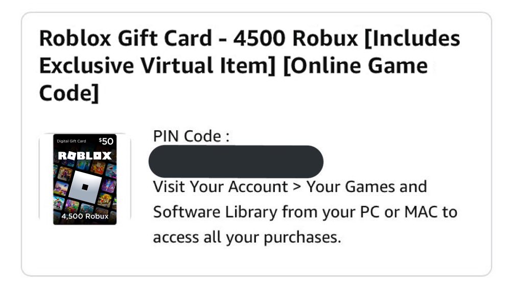 Roblox Gift Card - 4,500 Robux [Online Game Code]