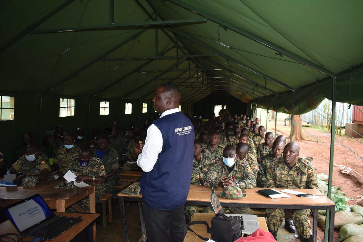 refugeelawproj's tweet photo. With funding from @NLinUganda, we are engaging 100 officers &amp; men of UPDF UGABAG XXXV on Refugee Rights &amp; Protection at the Peace Support Operation Training Singo
@DrChrisDolan @DevotaNuwe @UPDFspokespersn @odida_ronald @OchiengGab @odokonyero_joel @wokomogi @AkelloMartha https://t.co/XSeHnUpSye