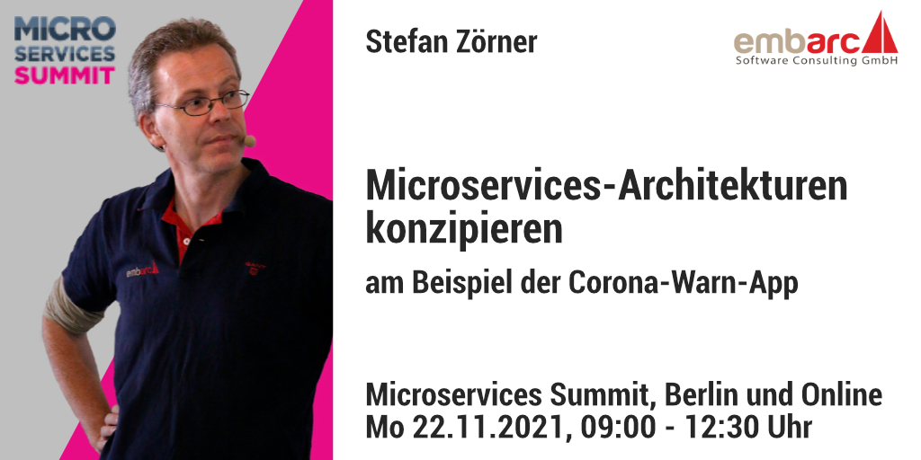 Zentrale Fragen stellen, Makro-Architektur festlegen ... Beim @MicroservSummit diskutiert @StefanZoerner u.a. welche #Microservices Prinzipien im Corona-Warn-App-System Verwendung finden. Und lädt die Teilnehmenden zum Transfer auf eigene Vorhaben ein. microservices-summit.de/microservices/…
