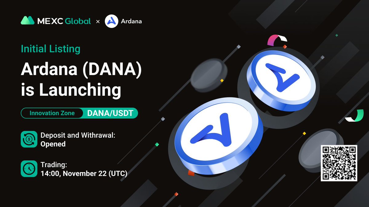 MEXC_Builders's tweet photo. MEXC Will List $DANA @ArdanaProject in Innovation Zone
✅Deposit & Withdrawal: Opened
✅DANA/USDT Trading: 2021-11-22 14:00 (UTC)
Details: https://t.co/efATzIrQHT
#ArdanaProject #MEXCGlobal #MEXCListing https://t.co/ttz7WgCMKP