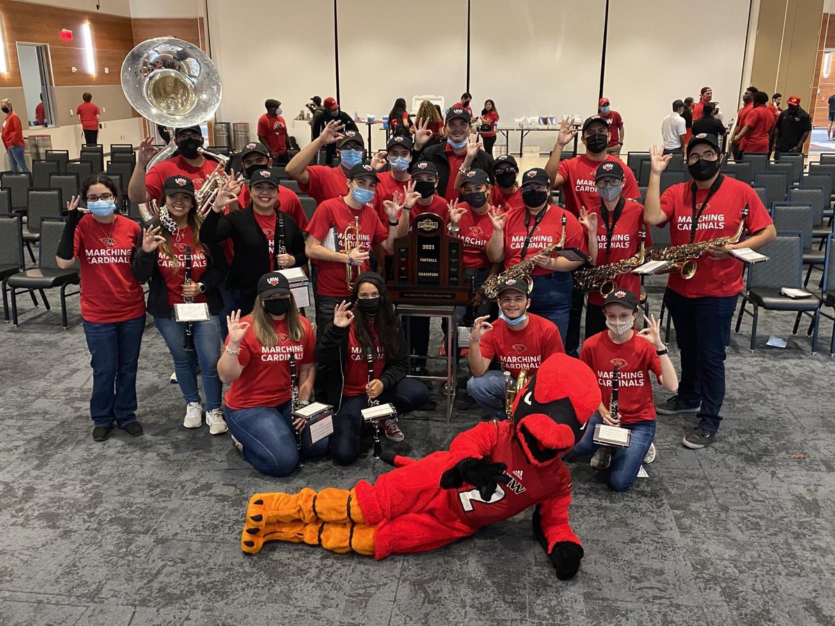 UIWBands's tweet photo. Huge thanks to the Marching Cardinals for playing at the NCAA FCS Division I Selection Show watch party for UIW Football! #GoCardsGo #Finish #SLCChamps https://t.co/zZhB3wv0fA