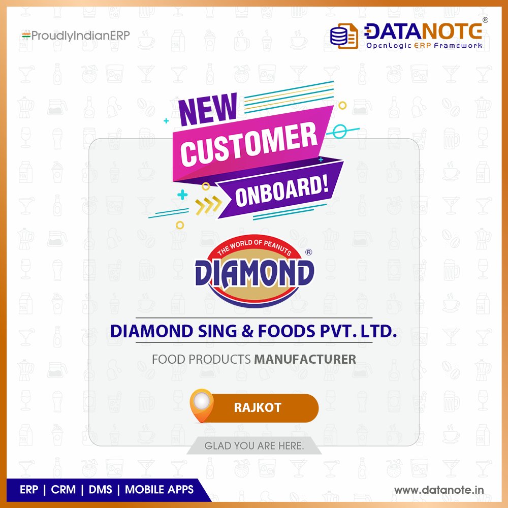 datanoteerp's tweet photo. We are much grateful to Diamond Sing &amp; Foods Pvt. Ltd. for entrusting us with the responsibility of offering business automation through #DataNoteERP #Framework for their Food Products Manufacturing Facility @ Rajkot

🌐 https://t.co/ONmcRuuuAX

#ProudlyIndianERP #DataNote https://t.co/4pIv8MKVU6