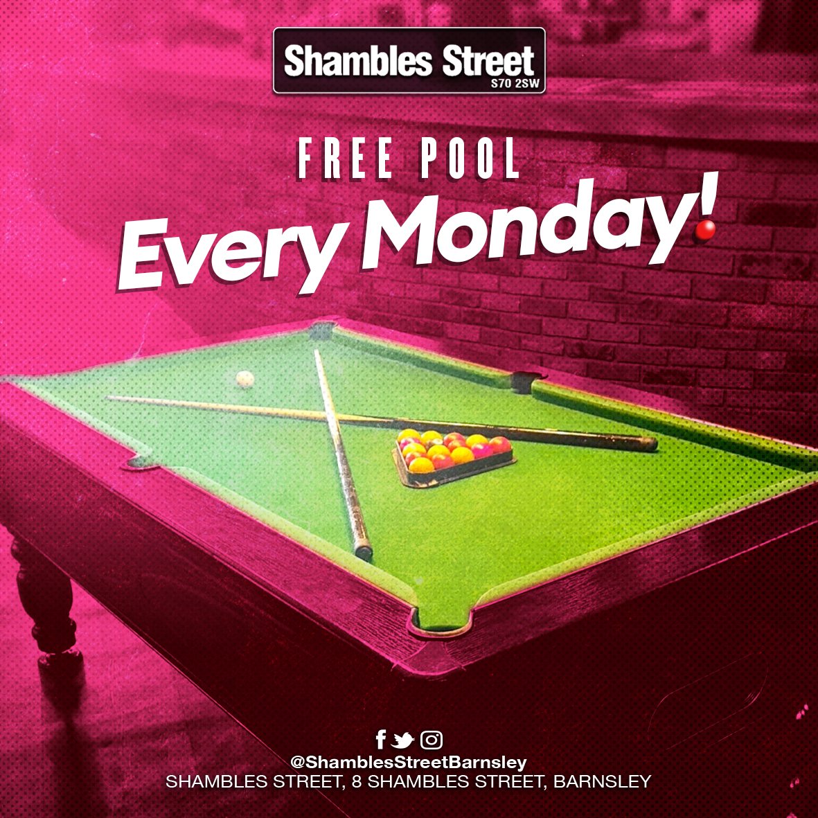 🌟FREE POOL EVERY MONDAY🌟 2-for-1 cocktails every day until 7pm. Freshly cooked pizza straight to