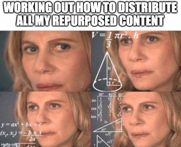 content10x's tweet image. Top content marketing tip: repurpose your content with a distribution strategy in mind…or you may end up a bit like this 👇🤣

#contentmarketing #contentdistributionstrategy #contentmarketingtips #creativemarketing