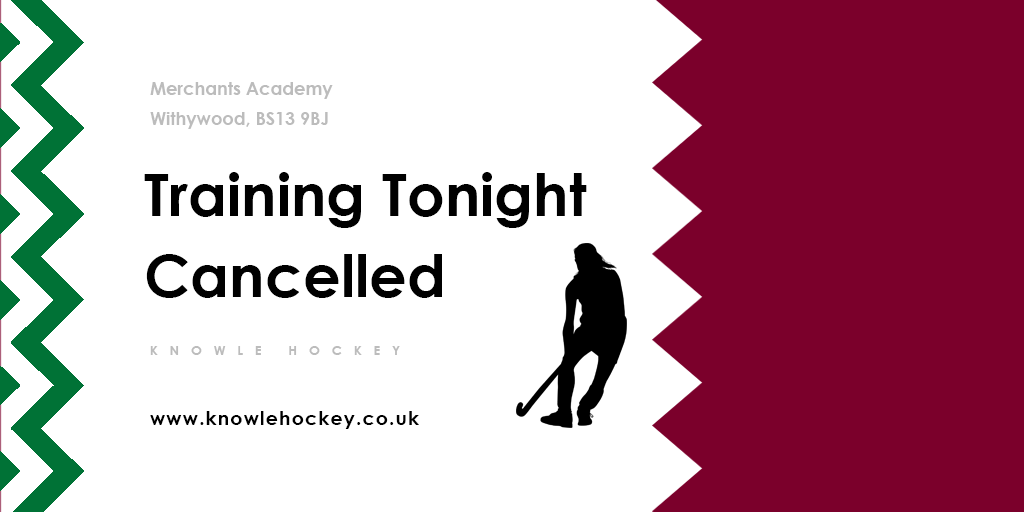 KnowleHockey's tweet photo. ** NO TRAINING TONIGHT ** 
Due to unforeseen circumstances @MASFBristol has had to close today &amp; training tonight is cancelled.
Stay warm inside instead &amp; do some hockey yoga, practice your stick skills in the lounge, or jump on Disney+ &amp; watch the Mighty Ducks. 
#DIYtraining https://t.co/DtW7gt0pJY