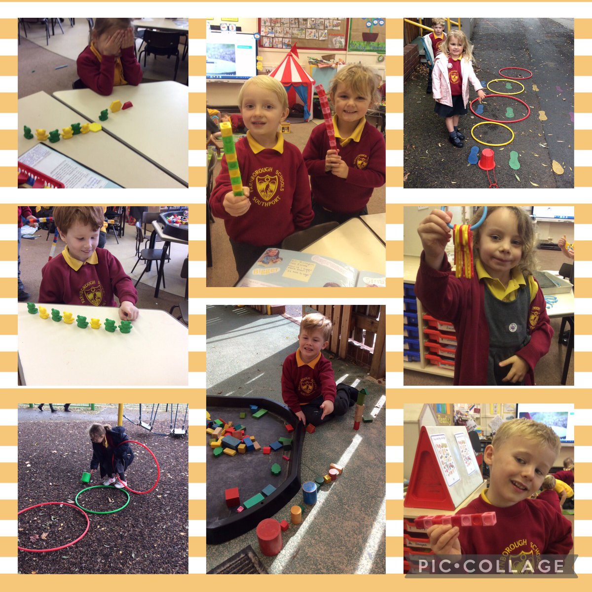 FRISroom2's tweet photo. Look at our patterns! Can you guess what they are? Some of us even made mistakes for you to find! Can you spot them? 🤖 #FRISmaths https://t.co/T5xWQzGALJ